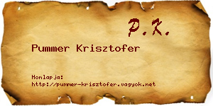 Pummer Krisztofer névjegykártya